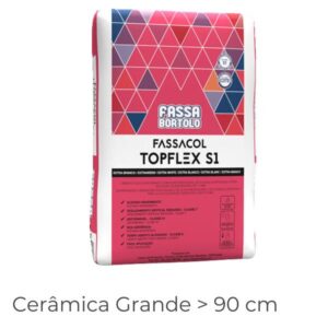Cimento Cola Exterior Peças Grande Formato Fassacol Topflex S1 Branco 25KG C2TE S1